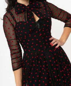 Lucinda's Black & Red Hearts Tallullah Duster