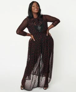 Lucinda's Black & Red Hearts Tallullah Duster