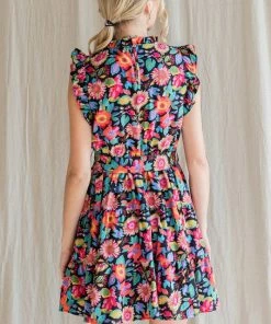 Lucinda's Bright Floral Tie Waist Dress