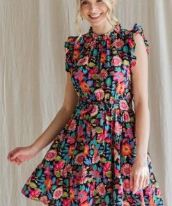 Lucinda's Bright Floral Tie Waist Dress