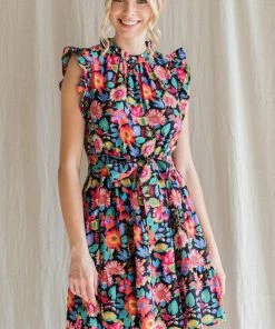 Lucinda's Bright Floral Tie Waist Dress