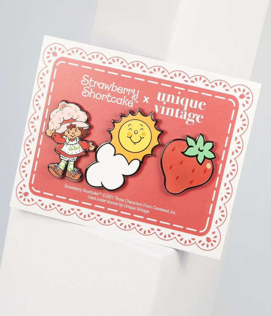 Lucinda's Strawberry Shortcake Pin Set New 3 Lucinda's Strawberry Shortcake Pin Set New