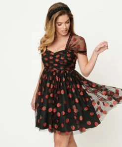 Lucinda's Glitter Strawberry Babydoll Dress New