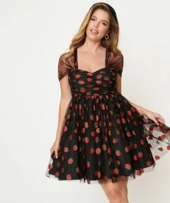 Lucinda's Glitter Strawberry Babydoll Dress New