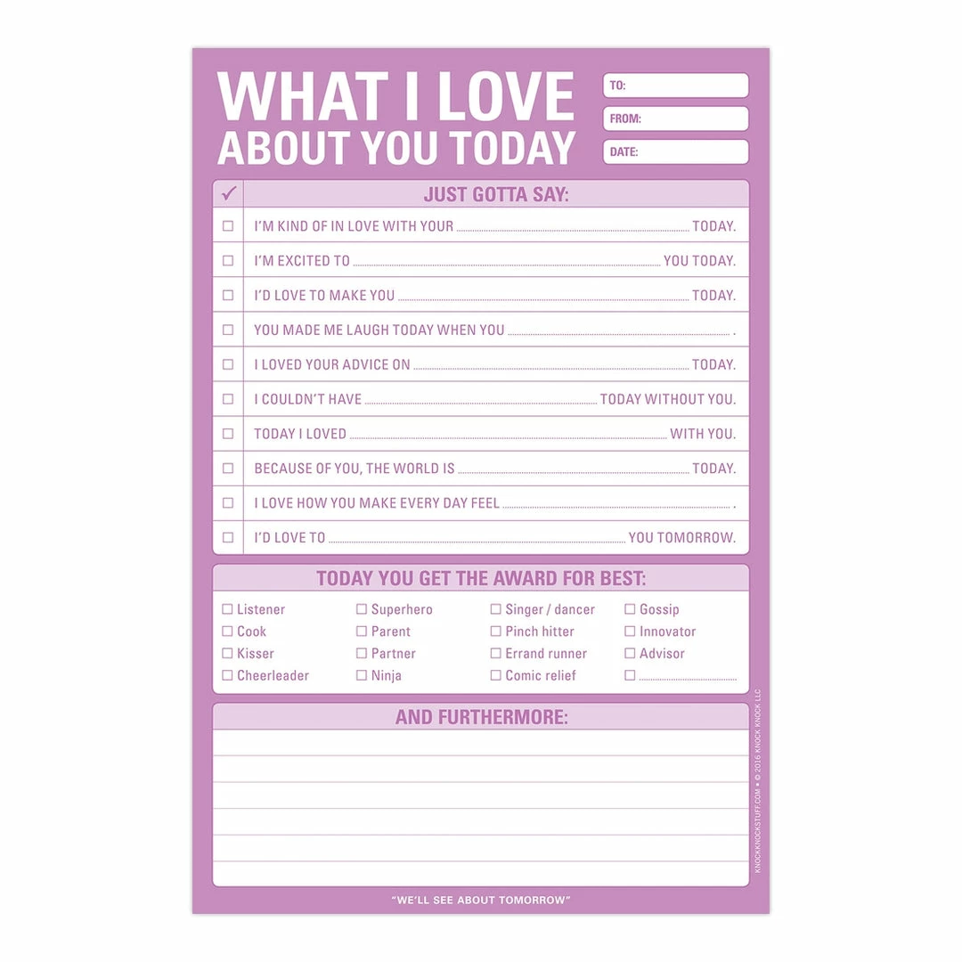 Lucinda's What I Love About You Today Pad 4 Lucinda's What I Love About You Today Pad