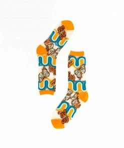 Lucinda's '70s Rainbow Butterfly Sheer Crew Socks New