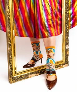Lucinda's '70s Rainbow Butterfly Sheer Crew Socks New