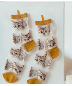 Lucinda's New Sheer Cat Socks Mustard