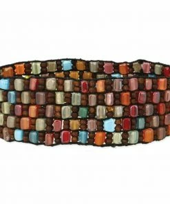 Lucinda's Autumn Mosaic Multi Bead Stretch Bracelet