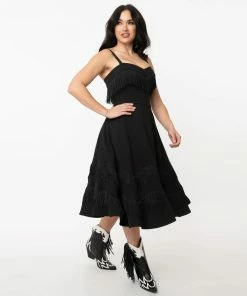 Lucinda's Black Fringe Swing Dress