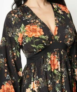 Lucinda's Black Floral Buttercup Maxi Dress New