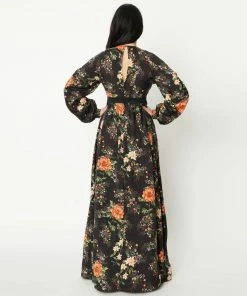 Lucinda's Black Floral Buttercup Maxi Dress New
