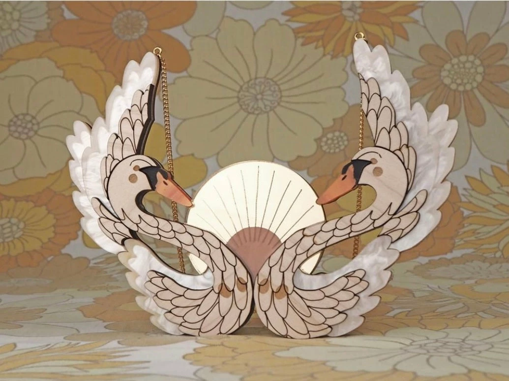 Lucinda's New Pearl Sunset Swimmers Swan Statement Necklace 3 Lucinda's New Pearl Sunset Swimmers Swan Statement Necklace