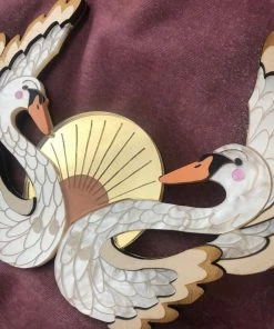 Lucinda's Sunset Swimmers Swan Statement Necklace New