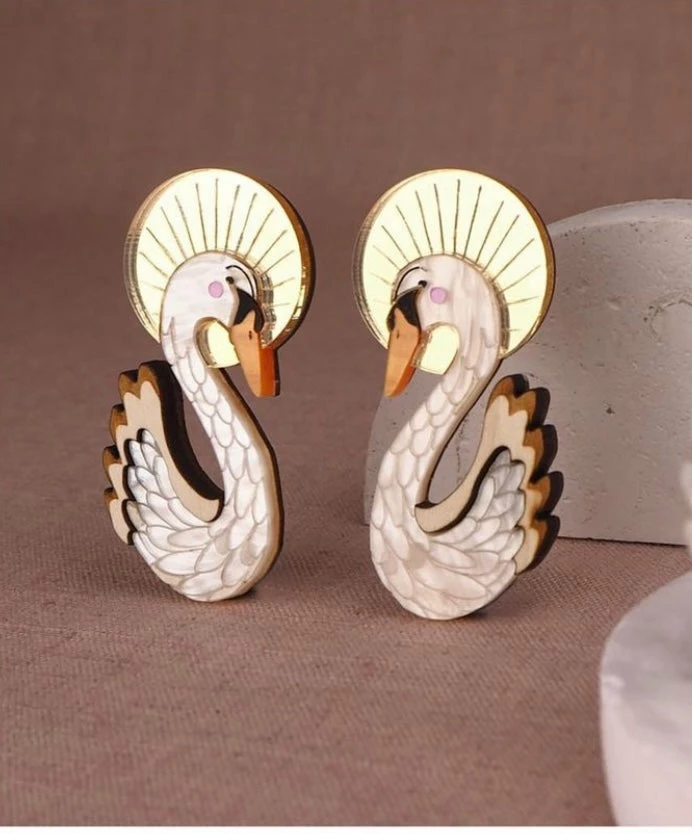 Lucinda's New Sunset Swimmers Swan Post Earrings 3 Lucinda's New Sunset Swimmers Swan Post Earrings