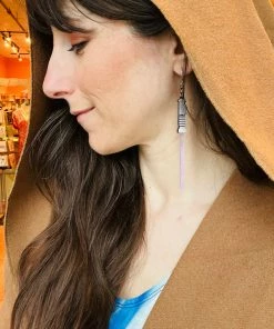 Lucinda's Frosted Purple Like Saber Earring Jewelry