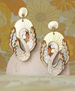 Lucinda's New Swan Sunset Plume Statement Earrings