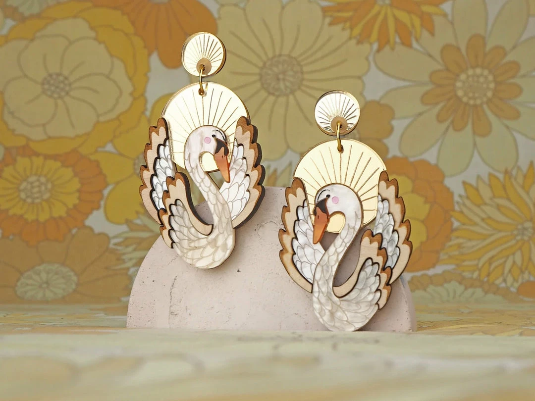 Lucinda's New Swan Sunset Plume Statement Earrings 3 Lucinda's New Swan Sunset Plume Statement Earrings