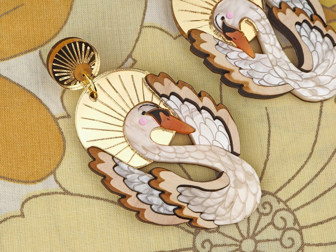 Lucinda's New Swan Sunset Plume Statement Earrings 4 Lucinda's New Swan Sunset Plume Statement Earrings