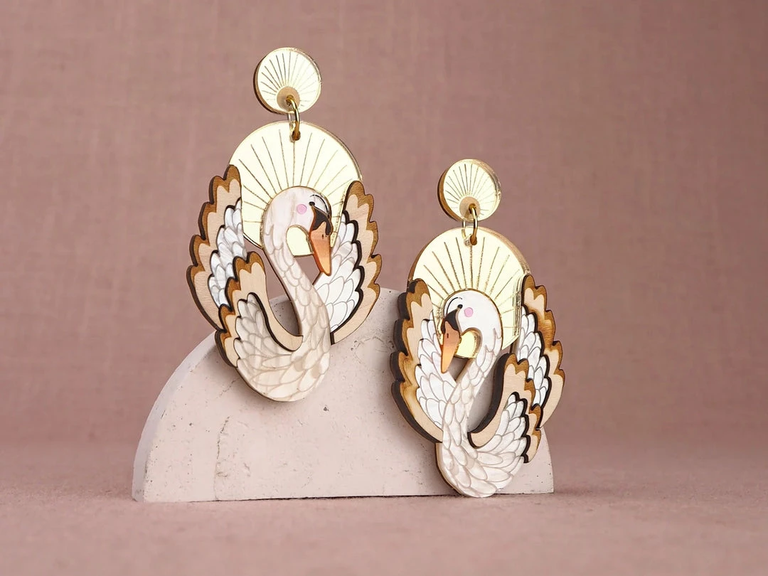 Lucinda's New Swan Sunset Plume Statement Earrings 6 Lucinda's New Swan Sunset Plume Statement Earrings