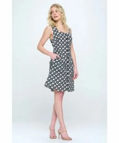 Lucinda's Black & White Retro Floral Dress New