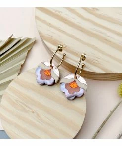 Lucinda's Anna Pink Sky Floral Hoop Earrings