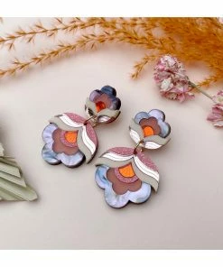 Lucinda's Retro Floral Sunset Pink Earrings
