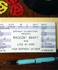 Lucinda's Birthday Rock Ticket Card New