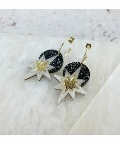 Lucinda's Black Star Deco Hoop Earrings