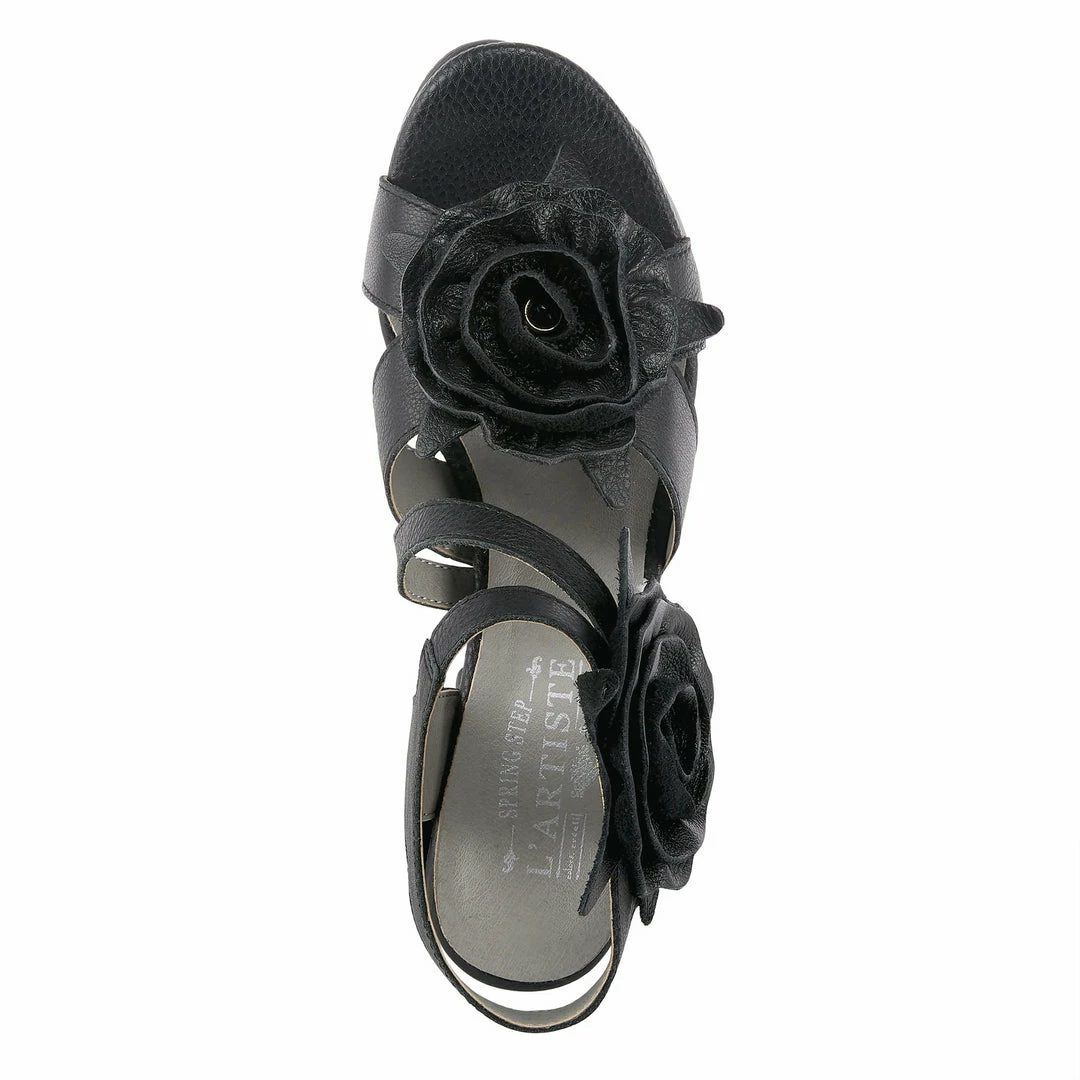 Lucinda's Black Shelly Rosette Sandal New 5 Lucinda's Black Shelly Rosette Sandal New
