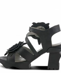 Lucinda's Black Shelly Rosette Sandal New