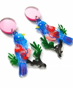 Lucinda's Bluebird On Branch Earrings New