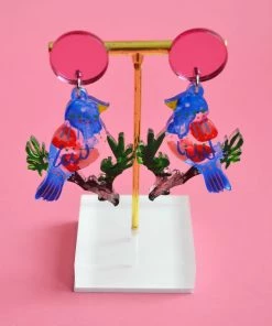 Lucinda's Bluebird On Branch Earrings New