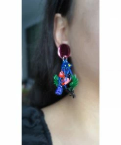 Lucinda's Bluebird On Branch Earrings New