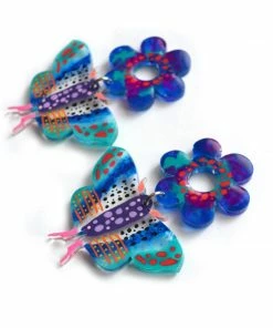 Lucinda's New Blue Butterfly & Flower Earrings