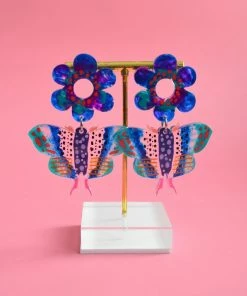Lucinda's New Blue Butterfly & Flower Earrings