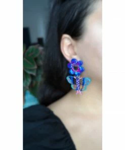 Lucinda's New Blue Butterfly & Flower Earrings