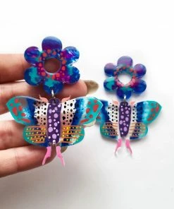 Lucinda's New Blue Butterfly & Flower Earrings