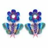 Lucinda's New Blue Butterfly & Flower Earrings