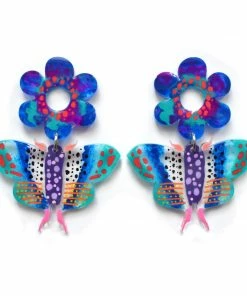 Lucinda's New Blue Butterfly & Flower Earrings