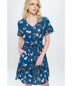 Lucinda's Blue Cat Print Dress
