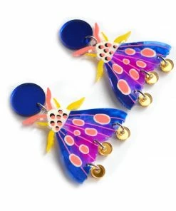 Lucinda's Blue Geometric Moth Earrings