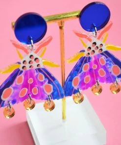 Lucinda's Blue Geometric Moth Earrings