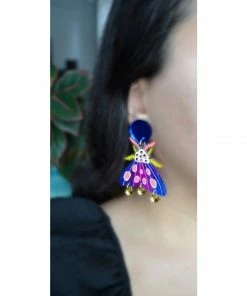 Lucinda's Blue Geometric Moth Earrings