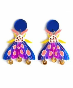 Lucinda's Blue Geometric Moth Earrings