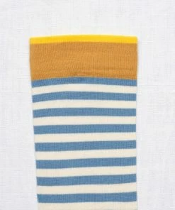 Lucinda's Blue Mustard Striped Socks New 8 Lucinda's Blue Mustard Striped Socks New
