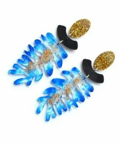Lucinda's Blue Seaweed Statement Earrings New