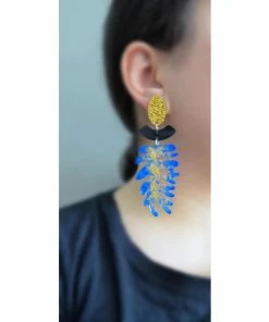 Lucinda's Blue Seaweed Statement Earrings New
