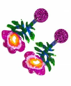 Lucinda's Purple Flower Acrylic Earring New