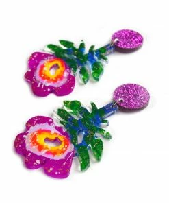 Lucinda's Purple Flower Acrylic Earring New